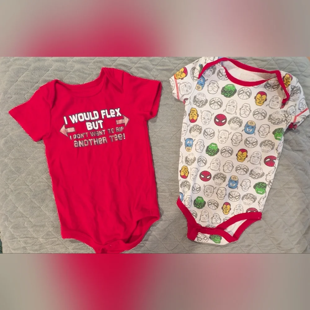 Red and Multicolor Graphic Kids One Piece Set